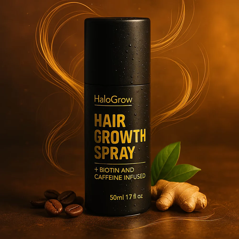 HaloGrow Hair Spray bottle and box